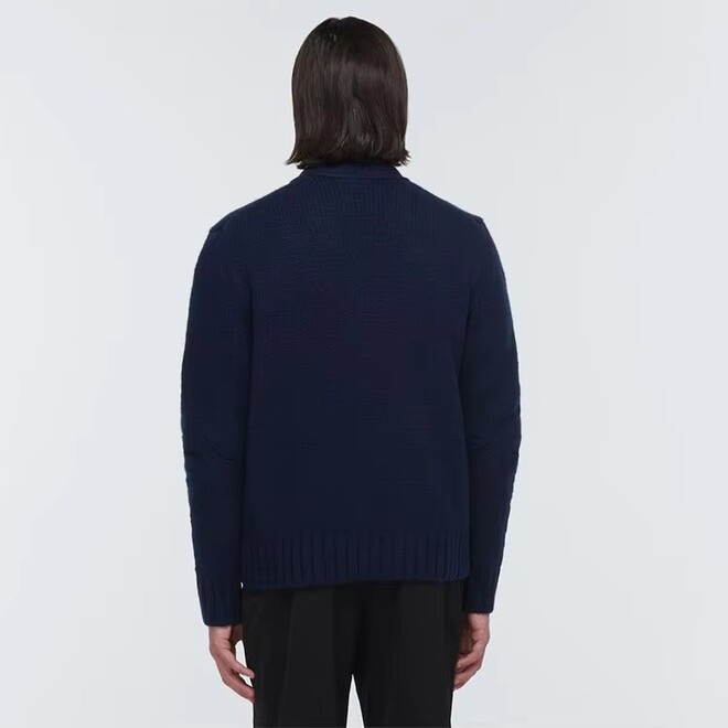 Black V Neck Long Sleeve Wool Knitted Mens Cardigan