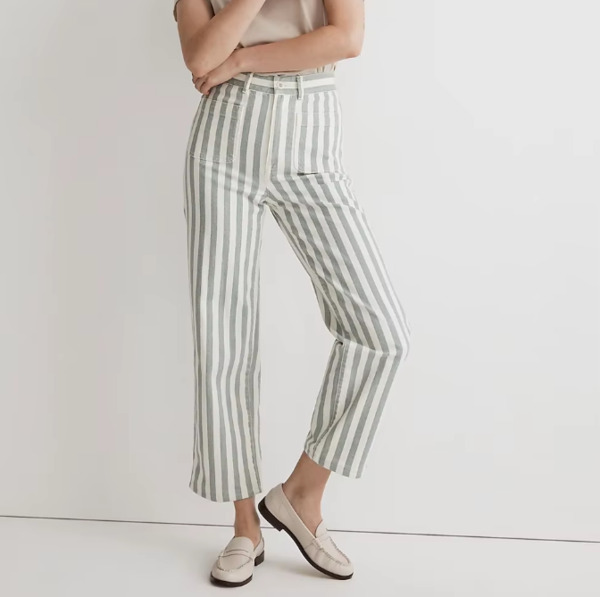 Fashion Striped Cotton Womens Pants