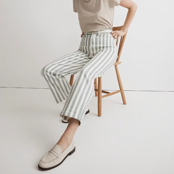 Fashion Striped Cotton Womens Pants