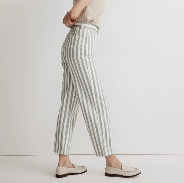 Fashion Striped Cotton Womens Pants